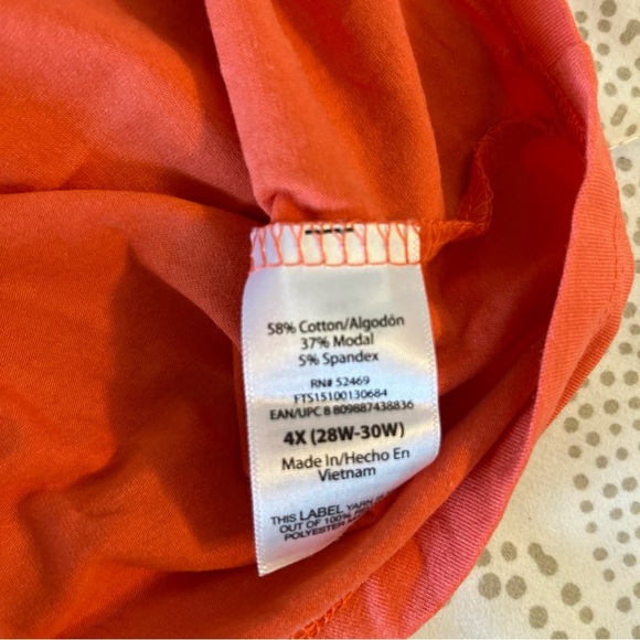 Terra & Sky Women's Core V-Neck Short Sleeve Tee Size 4X (28W-30W) Orange Tulip - Picture 13 of 14
